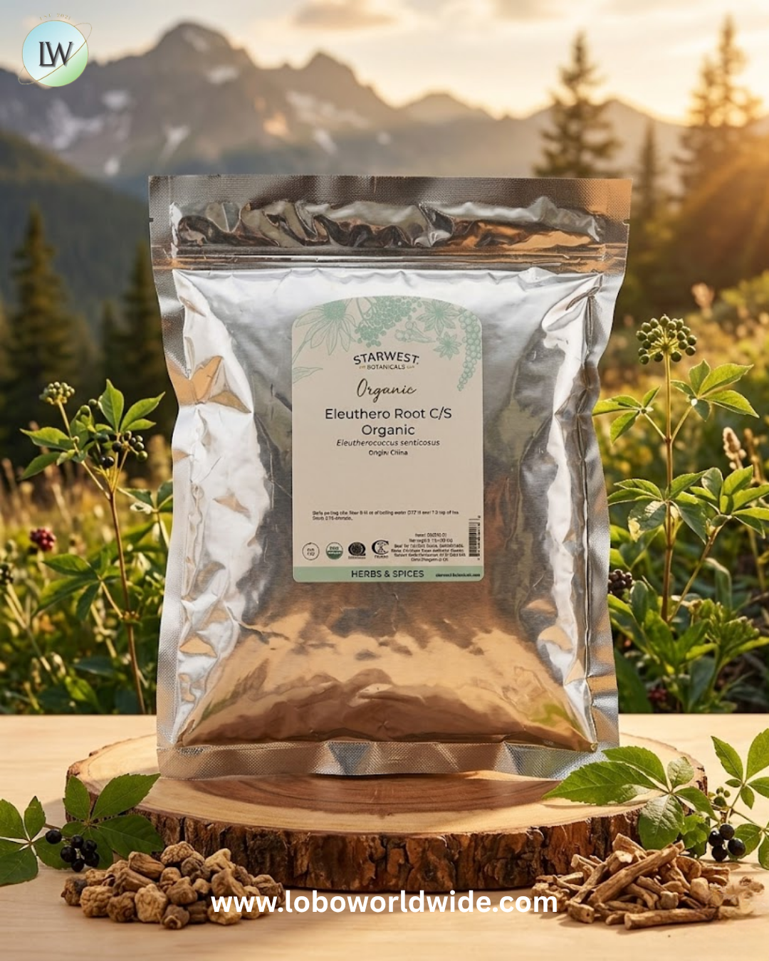 Starwest Botanicals, Organic Eleuthero Root C/S, 1 lb (453.6 g)
