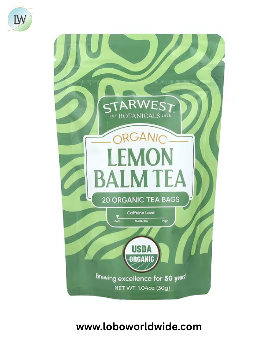 Starwest Botanicals, Organic Lemon Balm Tea, 20 Tea Bags, 1.04 oz (30 g)