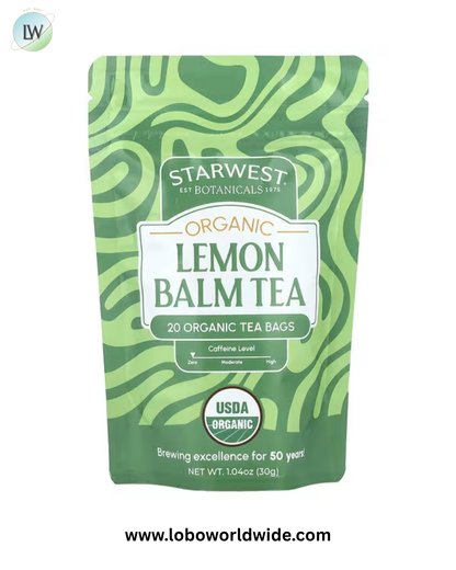 Starwest Botanicals, Organic Lemon Balm Tea, 20 Tea Bags, 1.04 oz (30 g)