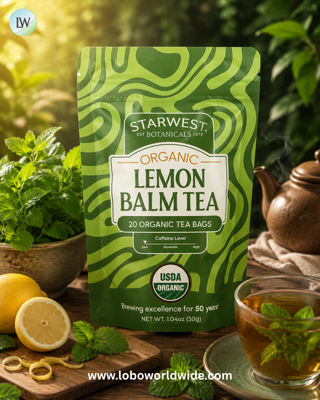 Starwest Botanicals, Organic Lemon Balm Tea, 20 Tea Bags, 1.04 oz (30 g)