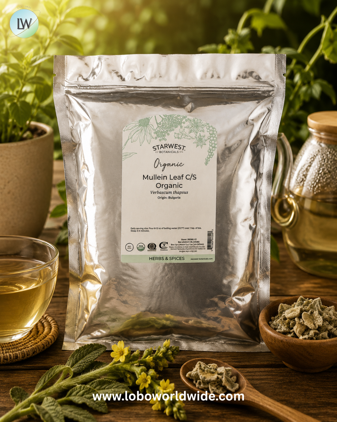 Starwest Botanicals, Organic Mullein Leaf, Cut & Sifted
