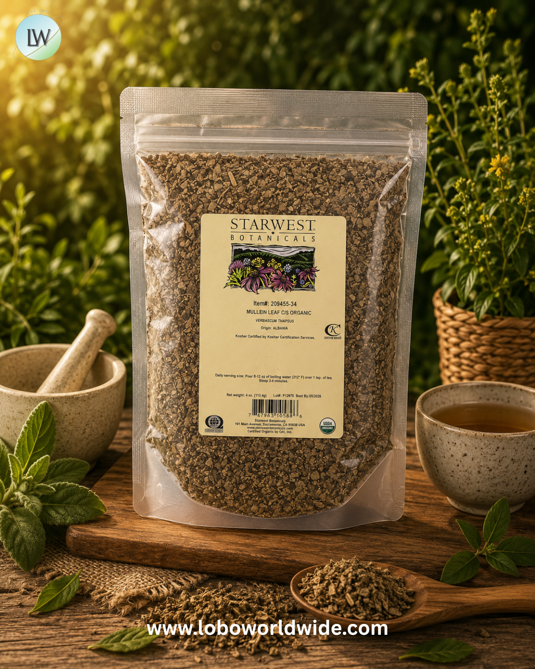 Starwest Botanicals, Organic Mullein Leaf, Cut & Sifted