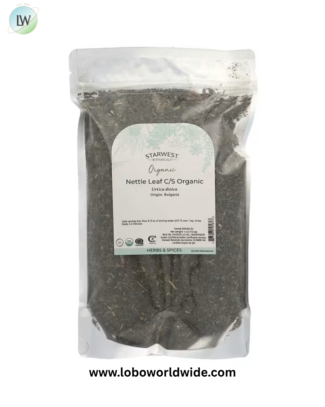 Starwest Botanicals, Organic Nettle Leaf, Cut & Sifted, 4 oz (113.4 g)