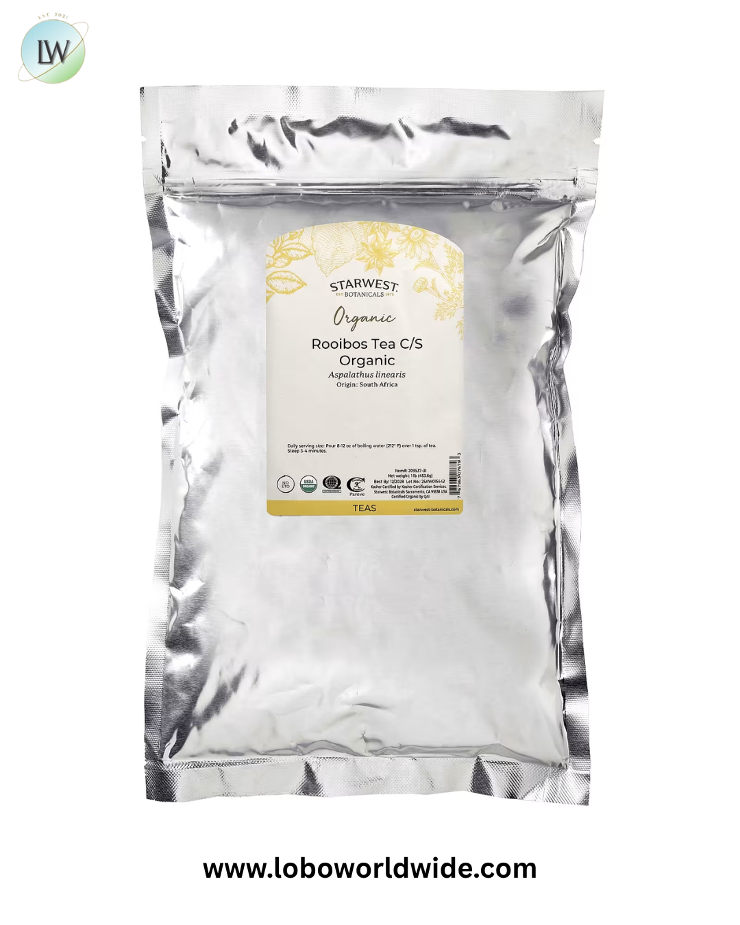 Starwest Botanicals, Organic Rooibos Tea, Cut & Sifted, 1 lb (453.6 g)