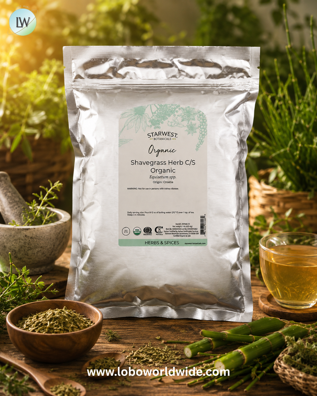 Starwest Botanicals, Organic Shavegrass Herb C/S, 1 lb (453.6 g)