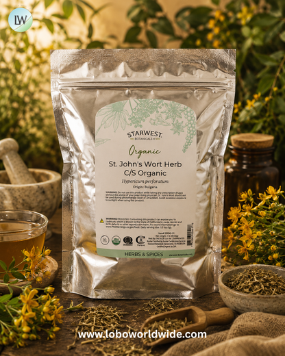 Starwest Botanicals, Organic St. John's Wort Herb C/S, 1 lb (453.6 g)