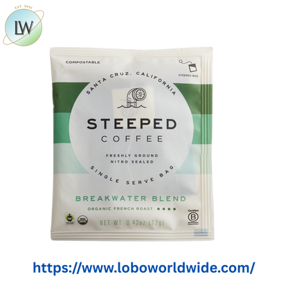 Steeped Coffee Organic Breakwater Blend Coffee Single Serve Bag - 100/Case