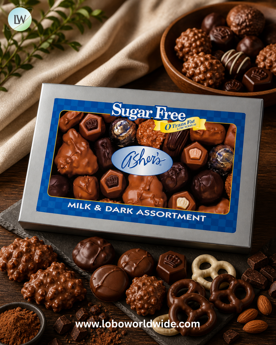 Sugar Free Milk And Dark Chocolate Asher's Assortment Boxes 8oz - 12ct