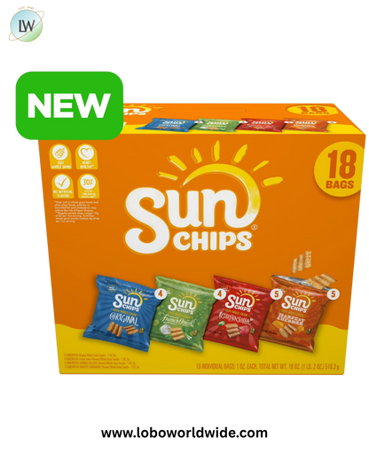 SunChips 100% Whole Grain Snacks, 4 Flavor Variety Pack, 1 oz, 18 Count