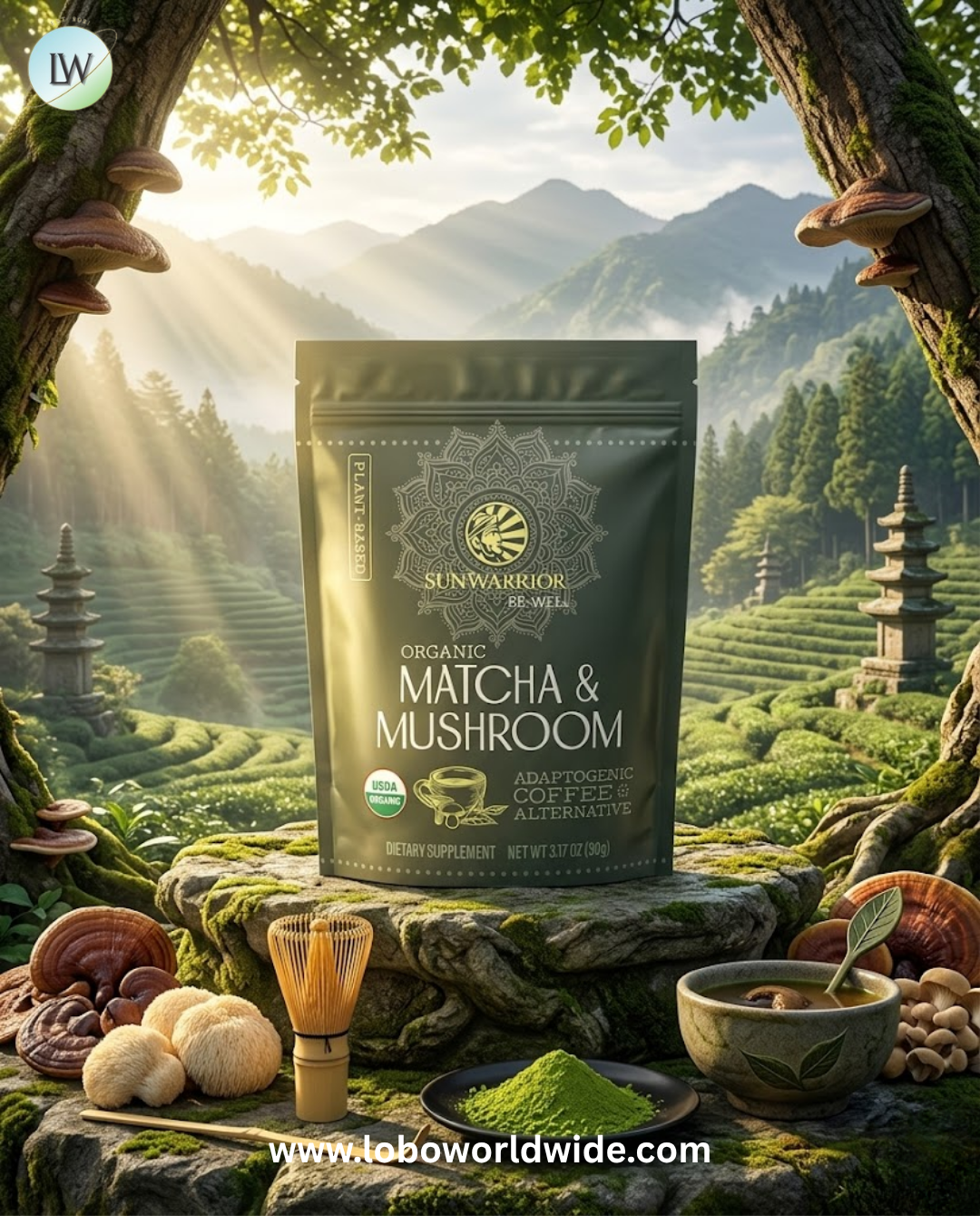 Sunwarrior, Organic Matcha & Mushroom, 3.17 oz (90 g)