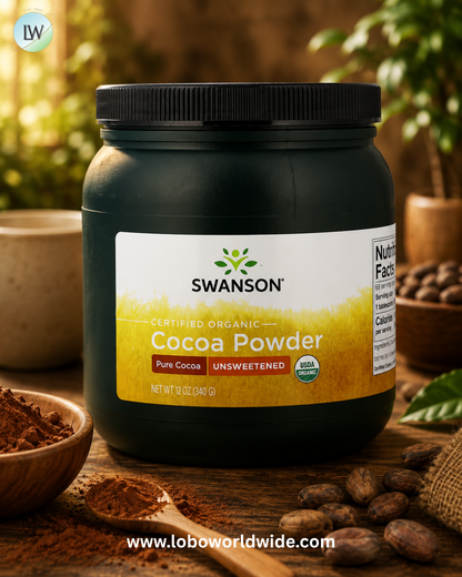 Swanson Vitamins, Certified Organic Cocoa Powder, Unsweetened, 12 oz (340 g)