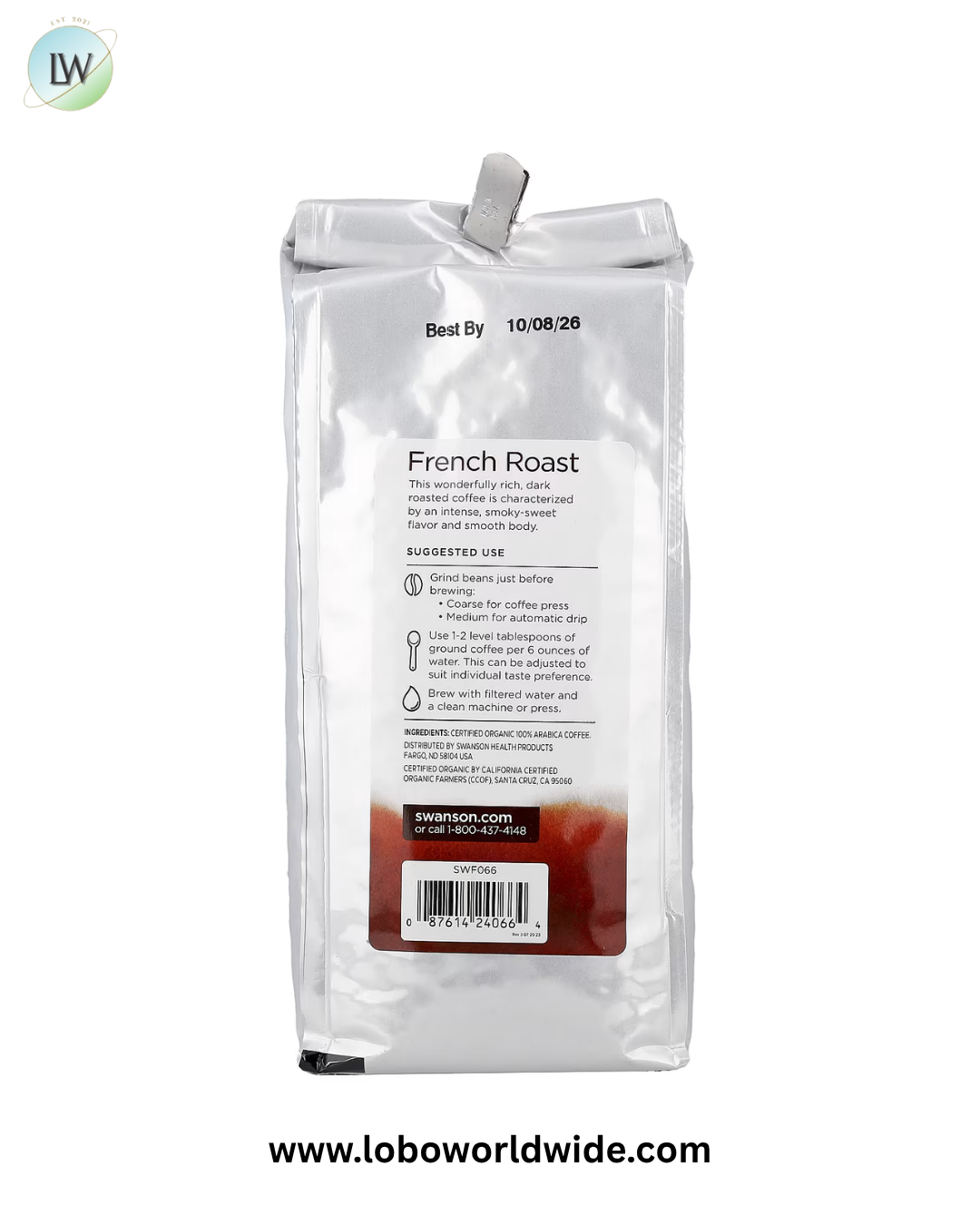 Swanson Vitamins, Organic French Roast Coffee, Whole Bean, Dark Roast