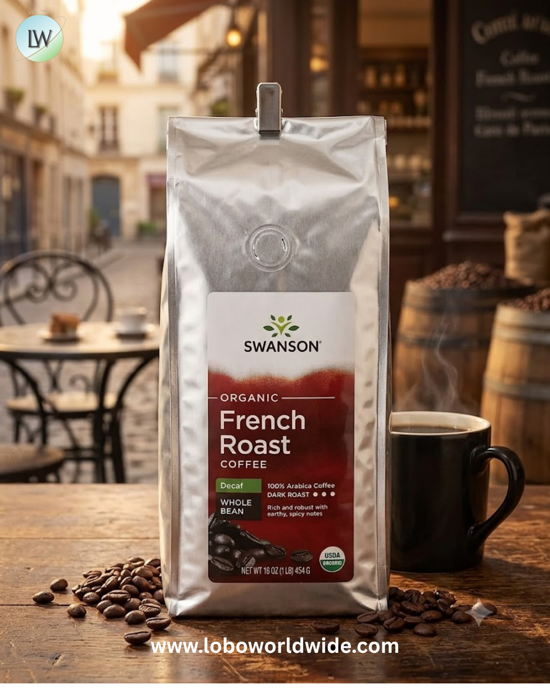 Swanson Vitamins, Organic French Roast Coffee, Whole Bean, Dark Roast