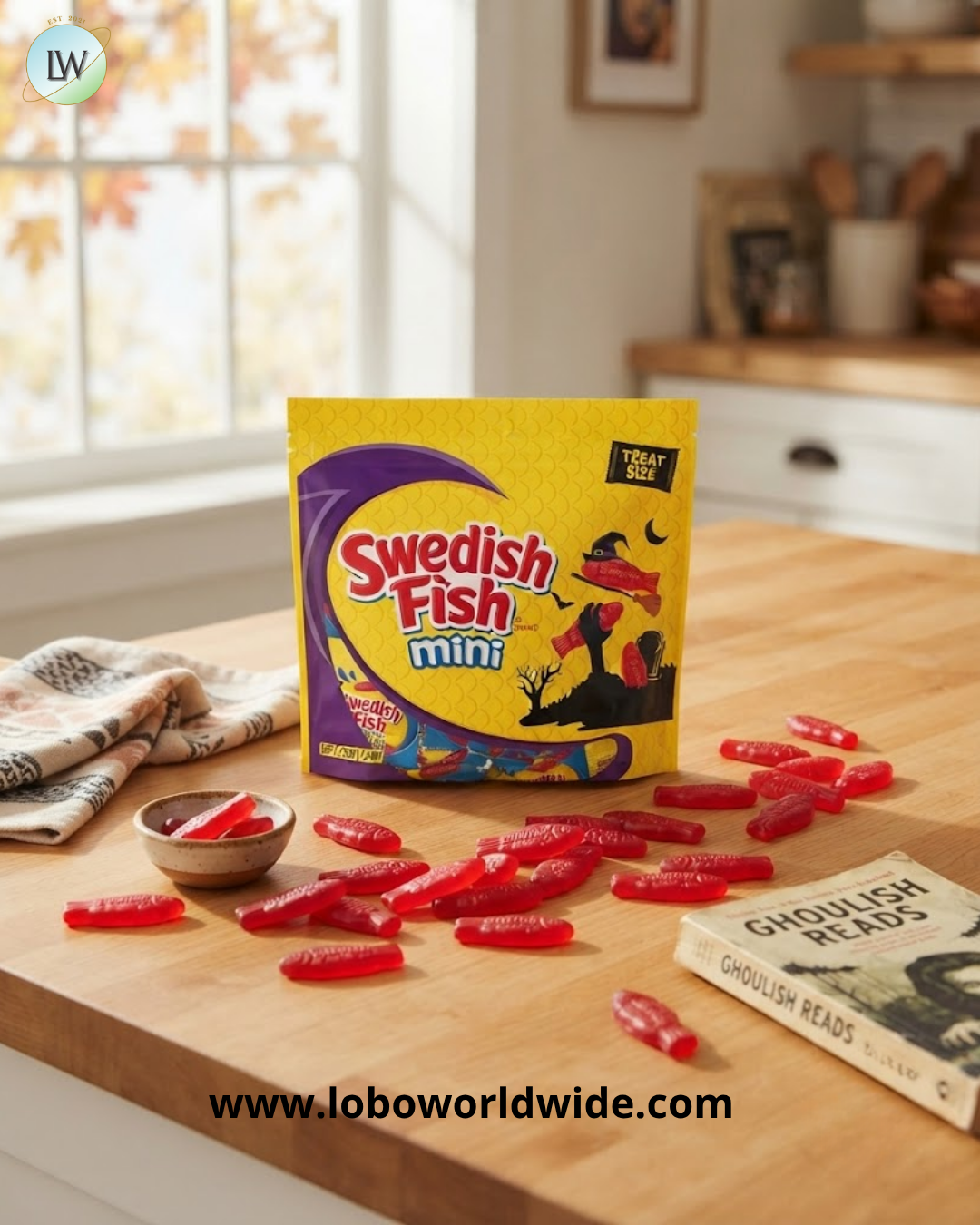 Swedish Fish Mini Gummy Halloween Candy, 0.44 oz, 22 ct.