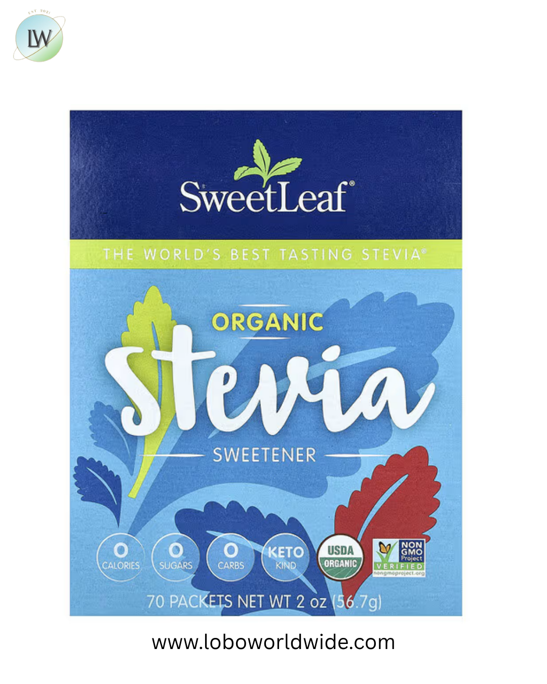 SweetLeaf Stevia, Organic Stevia Sweetener, 70 Packets, 0.028 oz (0.8 g) Each