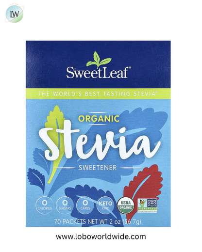 SweetLeaf Stevia, Organic Stevia Sweetener, 70 Packets, 0.028 oz (0.8 g) Each