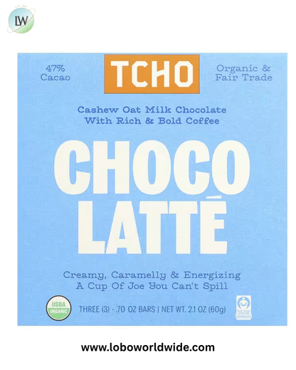 TCHO, Choco Latte, Milk Chocolate with Coffee, 47% Cacao, 3 Bars, 0.70 oz Each
