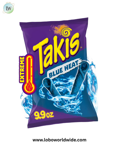 Takis Blue Heat 9.9 oz Sharing Size Bag, Hot Chili Pepper Rolled Tortilla Chips