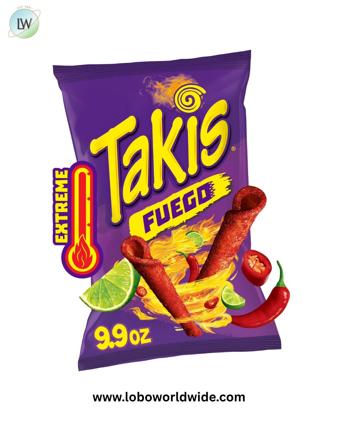 Takis Fuego 9.9 oz Sharing Size Bag, Hot Chili Pepper & Lime Rolled Tortilla Chips