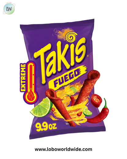 Takis Fuego 9.9 oz Sharing Size Bag, Hot Chili Pepper & Lime Rolled Tortilla Chips