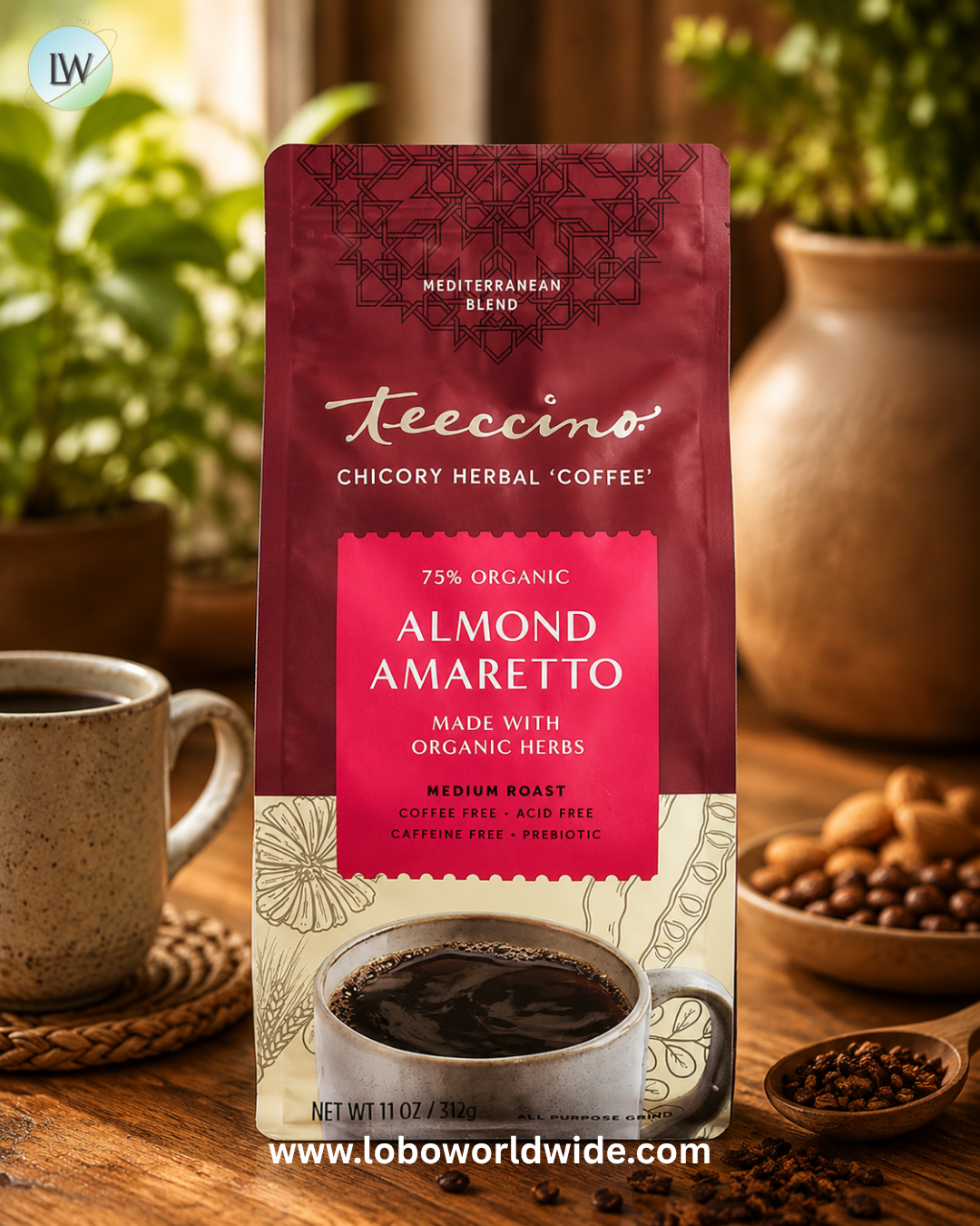 Teeccino, Chicory Herbal Coffee, Medium Roast, Caffeine Free, 11 oz (312 g)