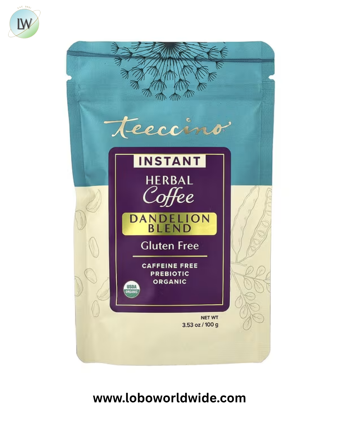 Teeccino, Instant Herbal Coffee, Caffeine Free, 3.53 oz (100 g)