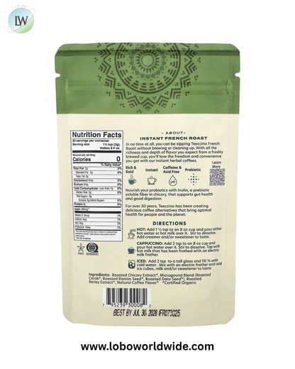 Teeccino, Instant Herbal Coffee, Caffeine Free, 3.53 oz (100 g)