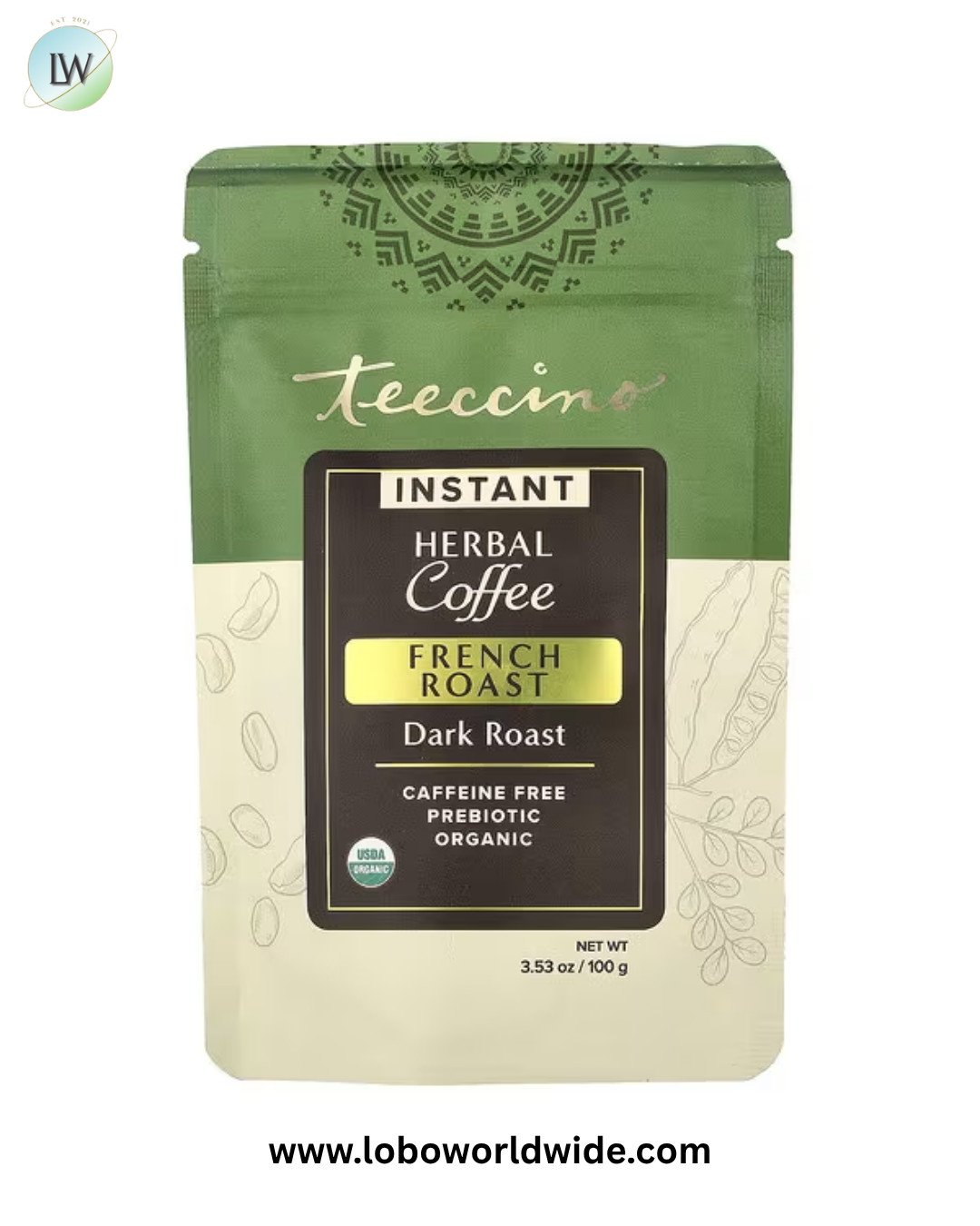 Teeccino, Instant Herbal Coffee, Caffeine Free, 3.53 oz (100 g)