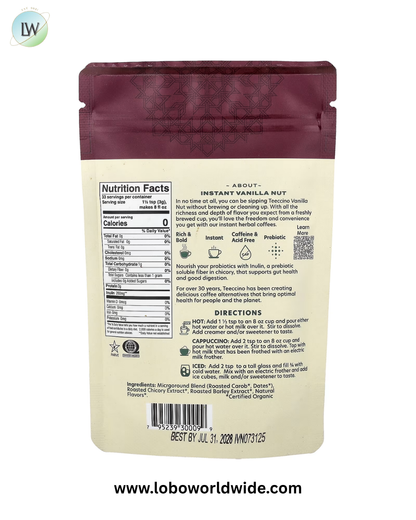 Teeccino, Instant Herbal Coffee, Caffeine Free, 3.53 oz (100 g)