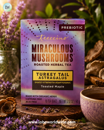 Teeccino, Mushroom Herbal Tea, Caffeine Free, 10 Tea Bags, 2.12 oz (60 g)