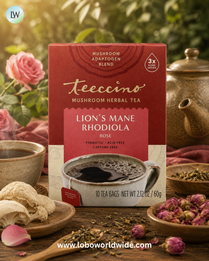 Teeccino, Mushroom Herbal Tea, Caffeine Free, 10 Tea Bags, 2.12 oz (60 g)