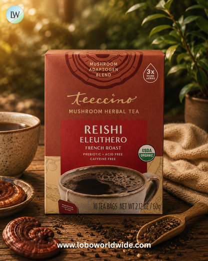 Teeccino, Mushroom Herbal Tea, Caffeine Free, 10 Tea Bags, 2.12 oz (60 g)