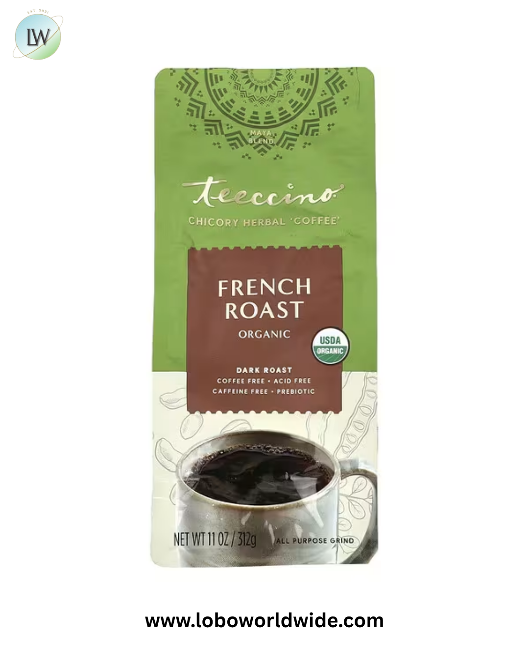 Teeccino, Organic Chicory Herbal Coffee, Dark Roast, Caffeine Free