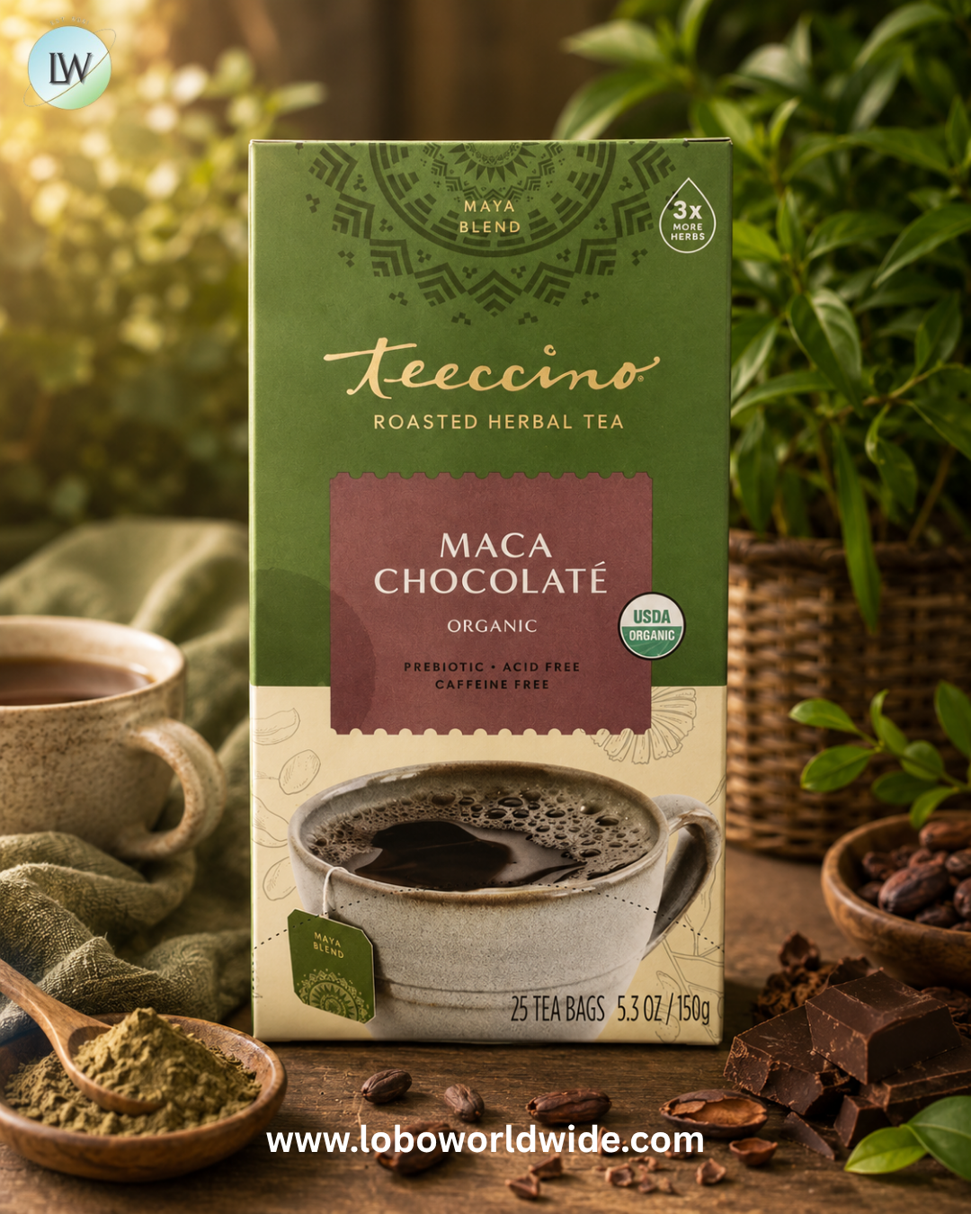 Teeccino, Organic Roasted Herbal Tea, Caffeine Free, 25 Tea Bags, 5.3 oz (150 g)