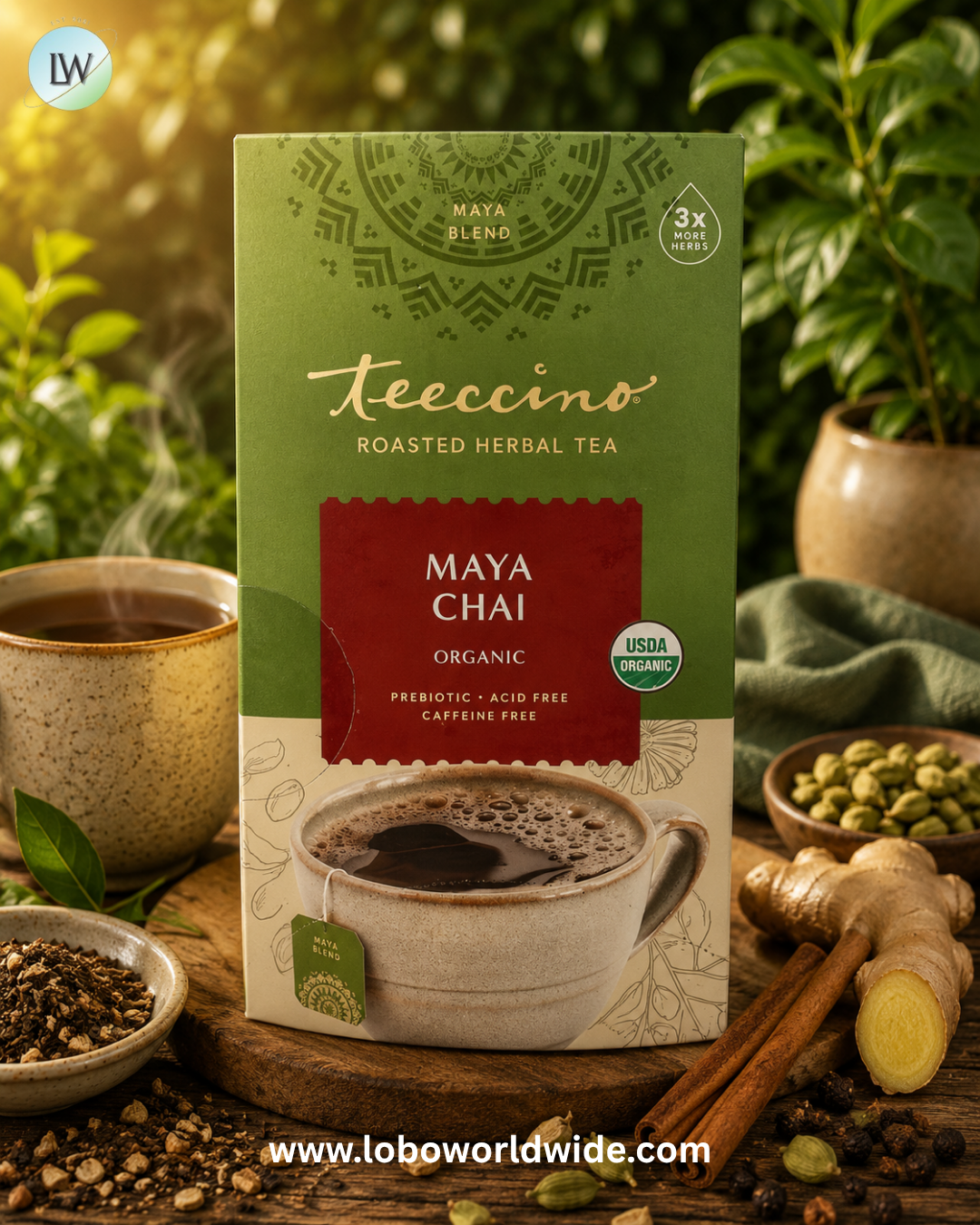 Teeccino, Organic Roasted Herbal Tea, Caffeine Free, 25 Tea Bags, 5.3 oz (150 g)