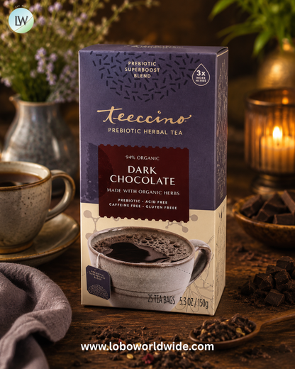 Teeccino, Prebiotic Herbal Tea, Dark Chocolate, Caffeine Free