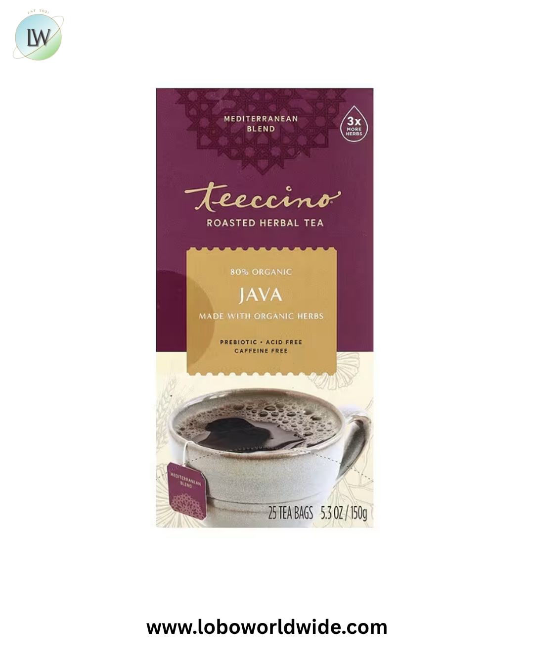 Teeccino, Organic Roasted Herbal Tea, Caffeine Free, 25 Tea Bags, 5.3 oz (150 g)