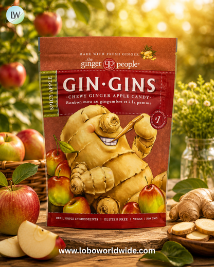 The Ginger People, Gin Gins®, Chewy Ginger Apple Candy, Spicy Apple, 3 oz (84 g)