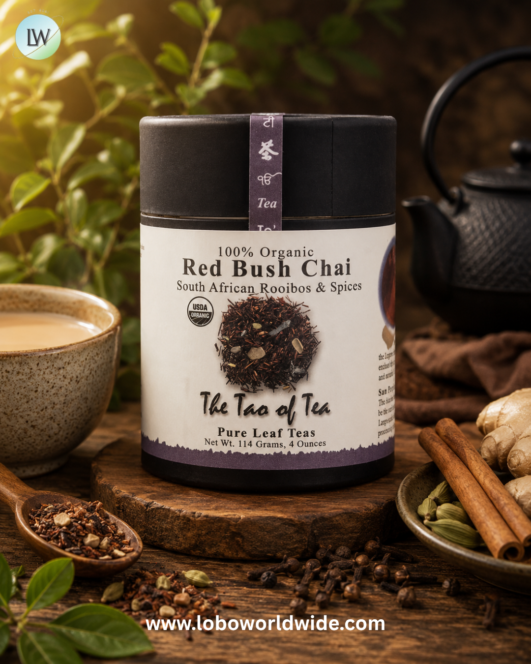 The Tao of Tea, 100% Organic South African Rooibos & Spices, Red Bush Chai, 4 oz (114 g)