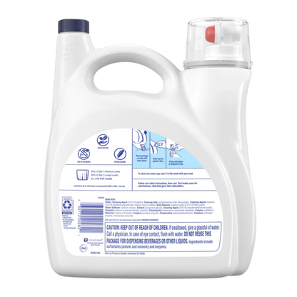 Tide Advanced Care Liquid Laundry Detergent, Free & Gentle, 125 Loads, 154 fl oz