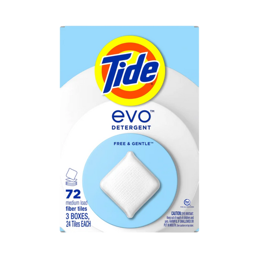 Tide Evo Laundry Detergent Tiles, Free & Gentle, 72-count