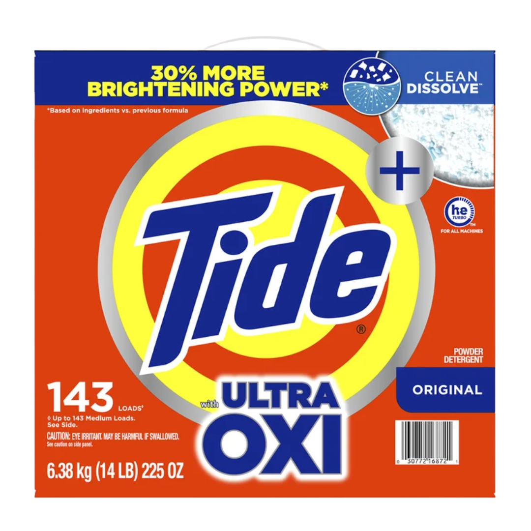 Tide Plus Ultra Oxi Powder Laundry Detergent, Original, 143 Loads, 225 oz