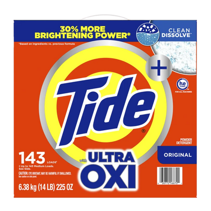 Tide Plus Ultra Oxi Powder Laundry Detergent, Original, 143 Loads, 225 oz