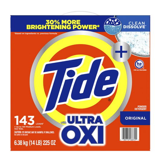 Tide Plus Ultra Oxi Powder Laundry Detergent, Original, 143 Loads, 225 oz