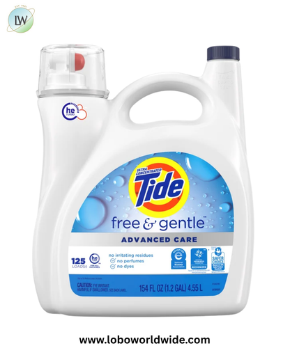 Tide Advanced Care Liquid Laundry Detergent, Free & Gentle, 125 Loads, 154 fl oz