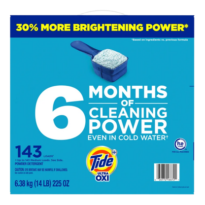 Tide Plus Ultra Oxi Powder Laundry Detergent, Original, 143 Loads, 225 oz