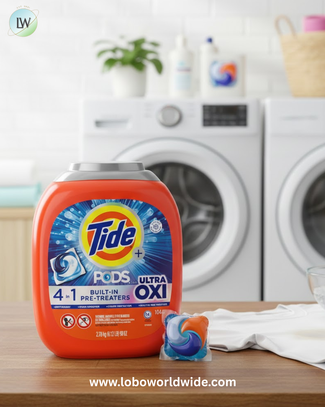Tide Pods with Ultra Oxi Laundry Detergent Pods, 104-count