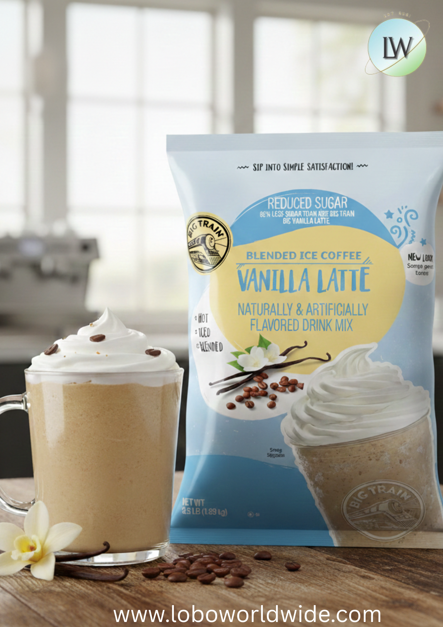 Big Train 3.5 lb.  Blended Ice Coffee Mix-5/case & 4/case (various flavours)