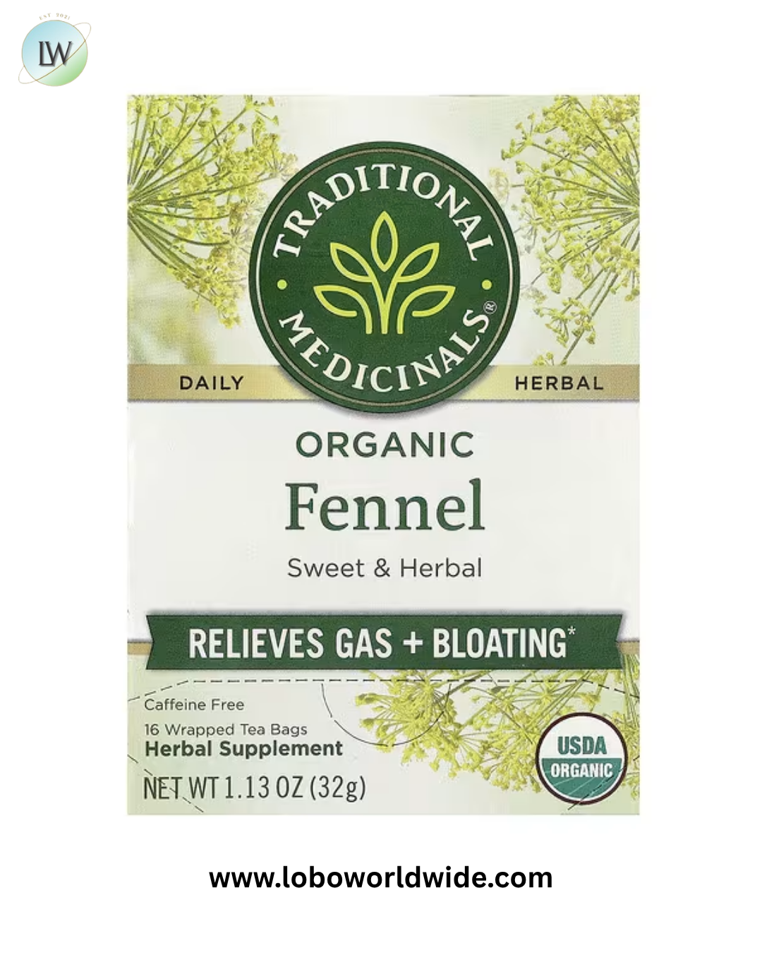 Traditional Medicinals, Caffeine Free, 16 Wrapped Tea Bags