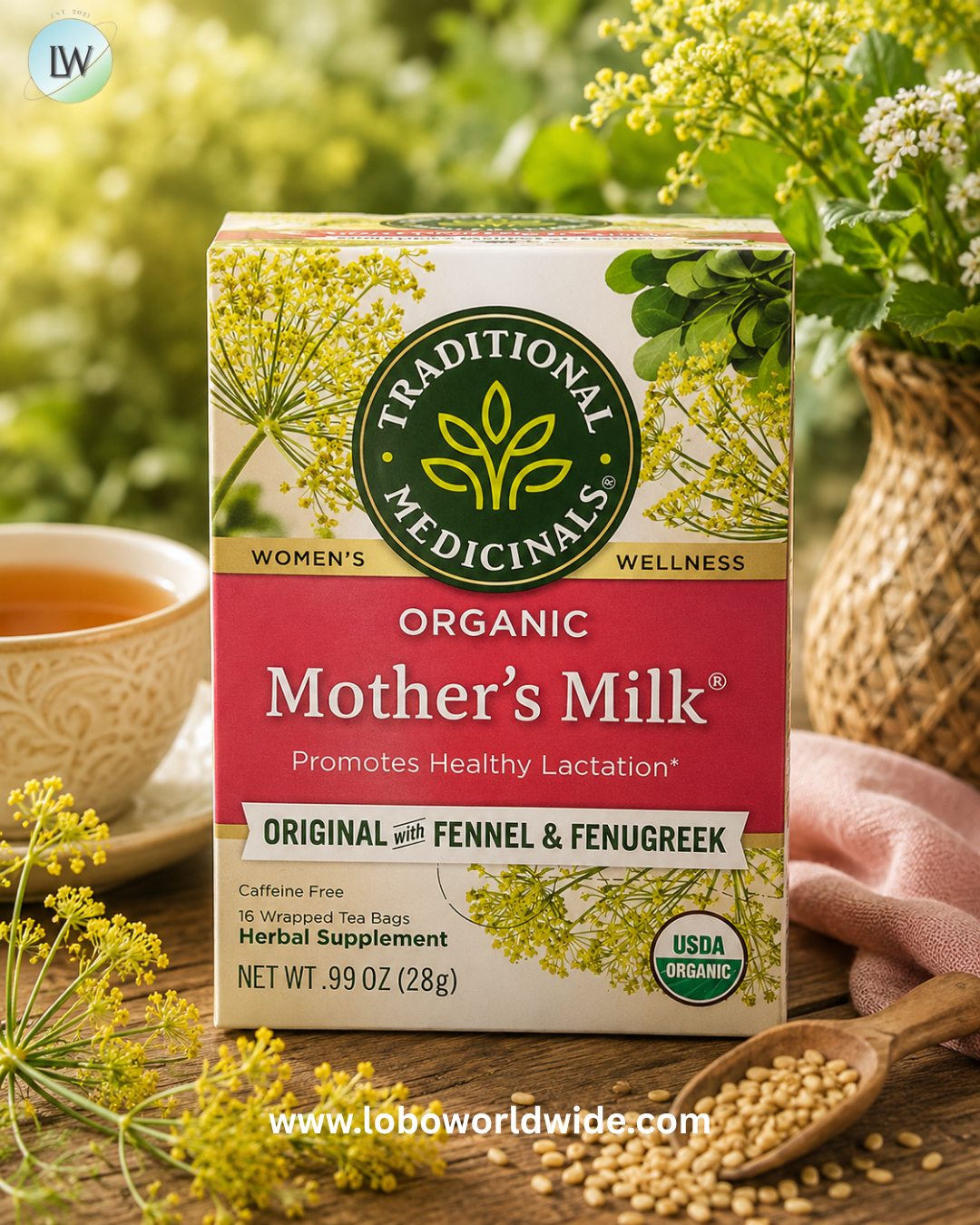 Traditional Medicinals, Organic Mother's Milk®, Original with Fennel & Fenugreek, Caffeine Free, Wrapped Tea Bags